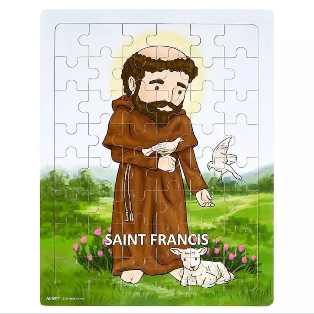 Mini Saints Saint Francis Wood and Cardboard tray puzzle 48 pieces letter size